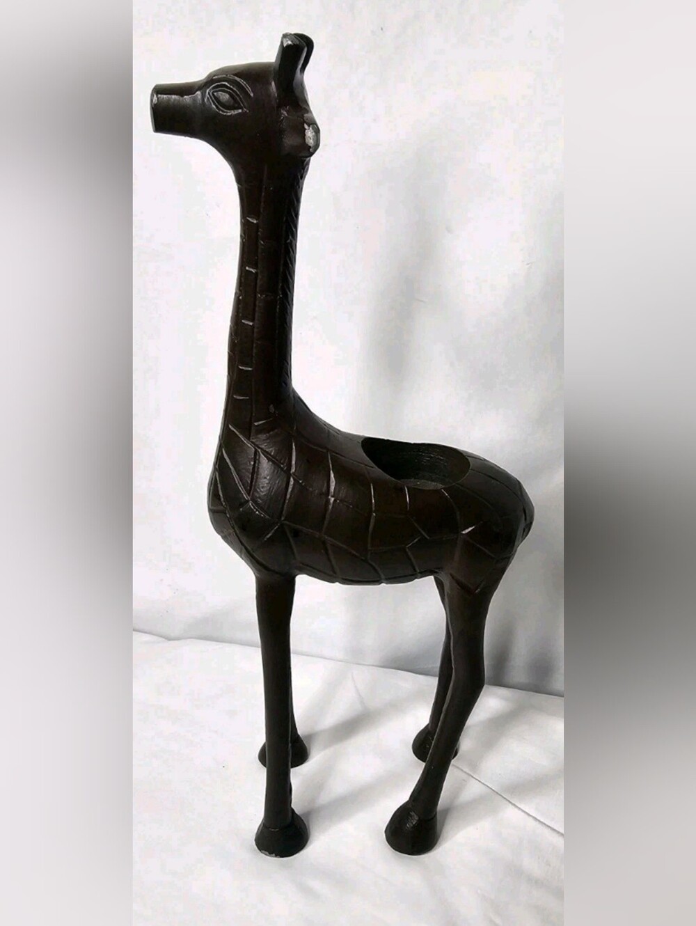 Metal Giraffe Sculpture Candle Holder 13"